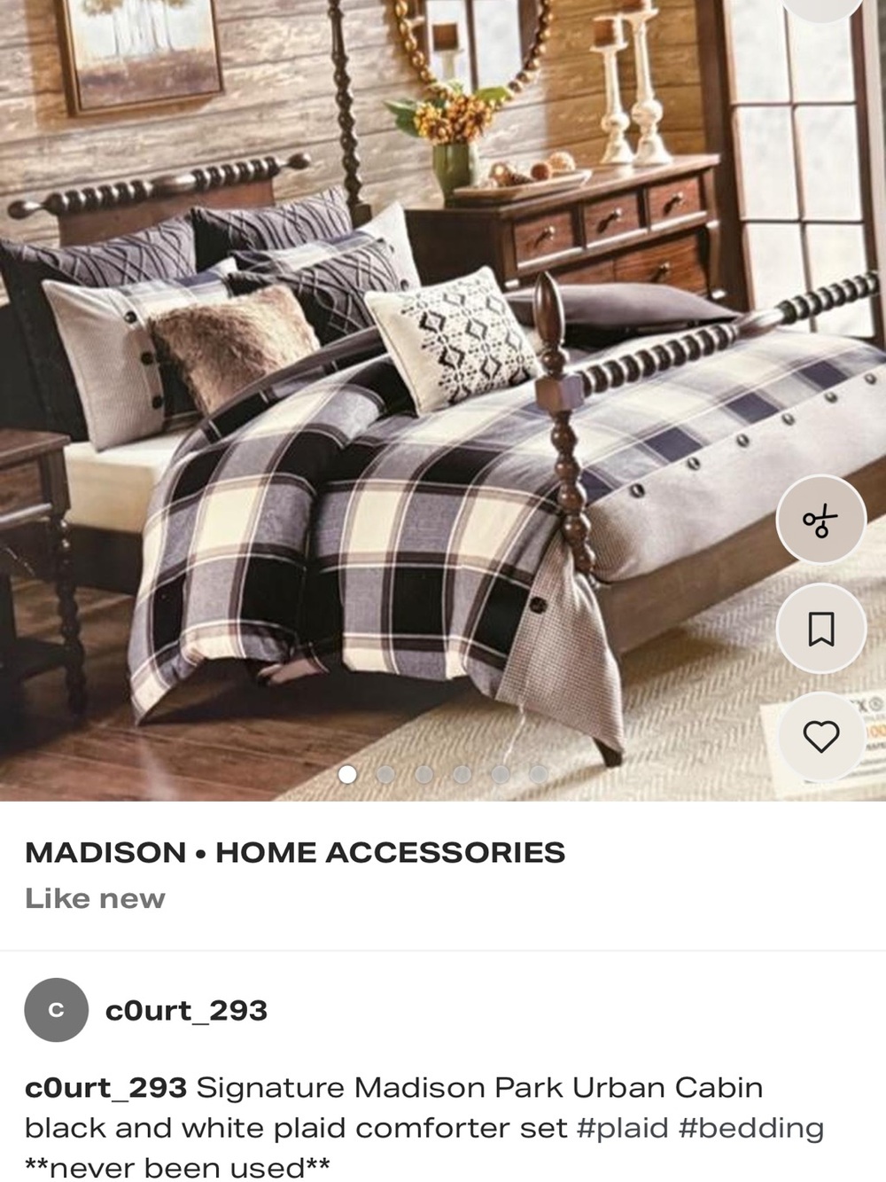 Madison Black and White Plaid Bedding Set